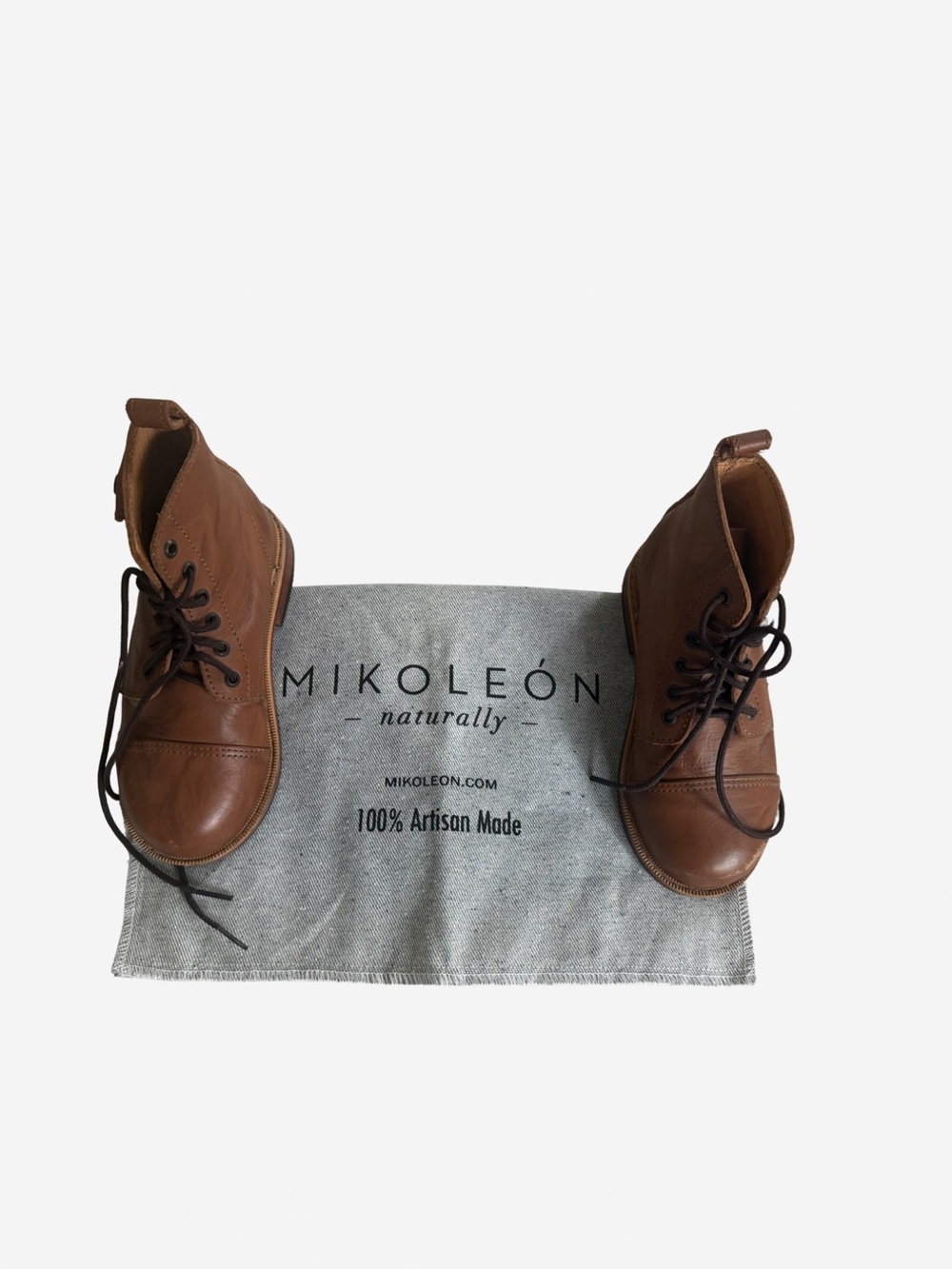 Mikoleon Kids Brown Leather Lace-Up Boots